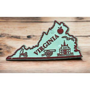 Virginia State Outline Refrigerator Magnet Capitol Cardinal Cannon Pawpaw